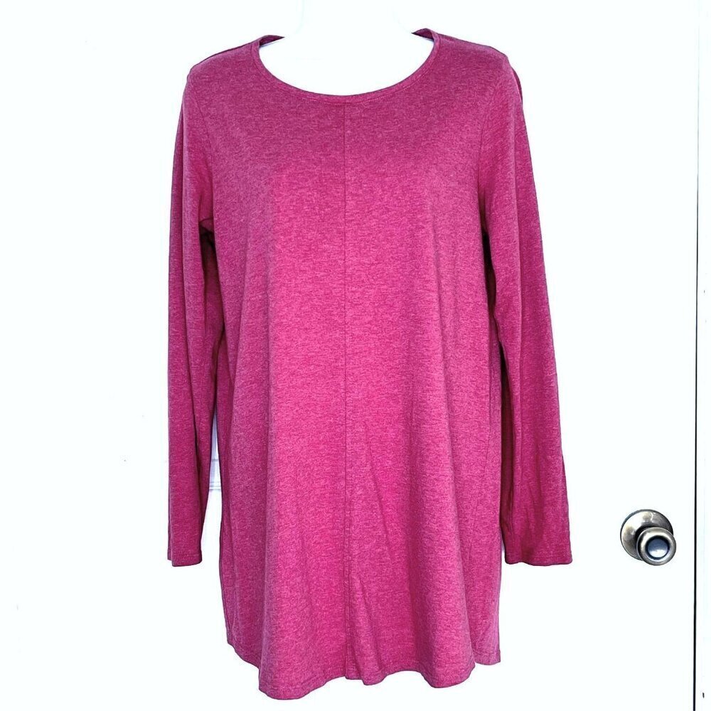 Pure Jill Shirttail Tunic sz S Long Sleeve Heathered Red Pima Cotton